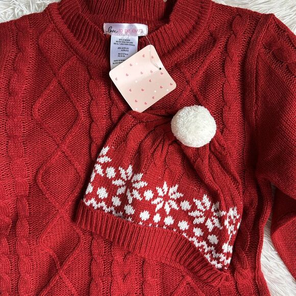 Girls LOVE TO BE LOVED Christmas Sweater Dress & Hat! Size 12 Cute NWT - Picture 3 of 5